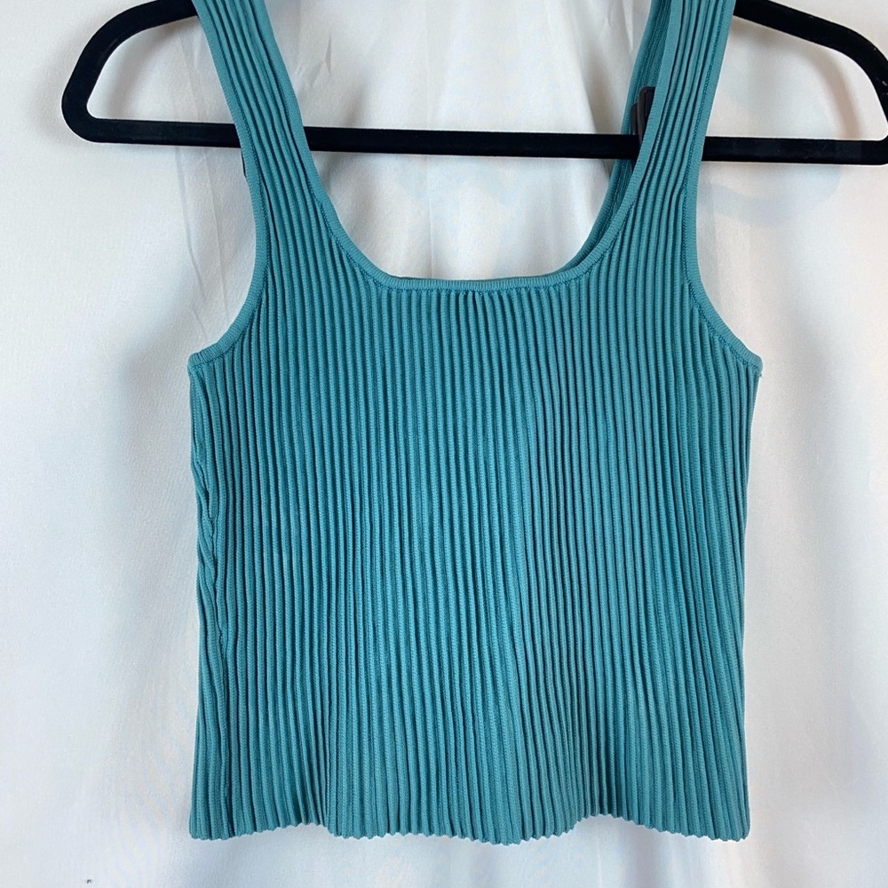Teal Ribbed Knit Tank Top